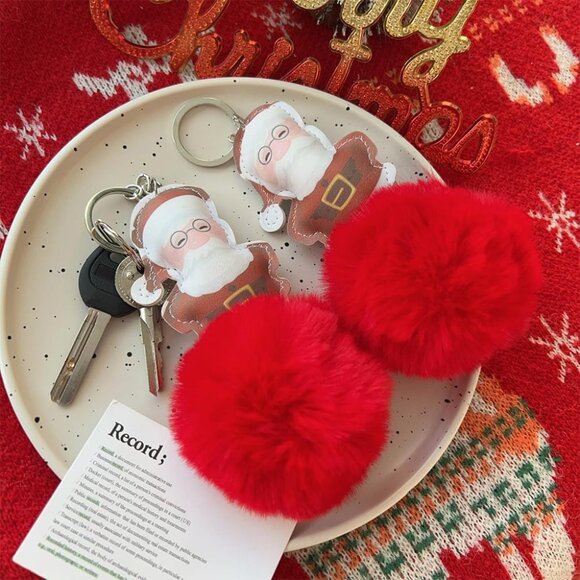 Christmas Santa Claus Plush Ball Keychain Bag New Year Xmas Party Gift ideas - Picture 4 of 4